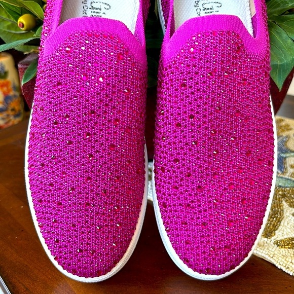 Brand New Corkys Swank Hey Girl Barbiecore Fuchsia Rhinestone Slip-on Sneakers - Picture 3 of 14